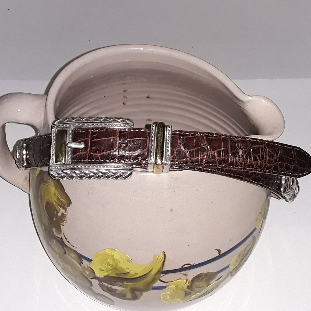 Brighton Vtg. Brown faux croc leather belt - EUC